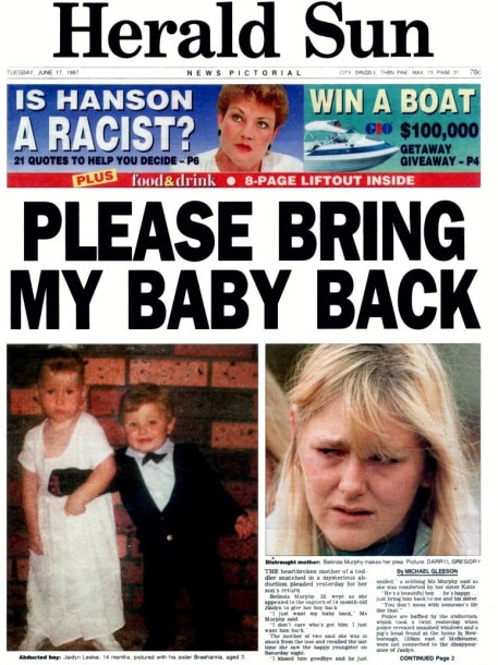 June 17, 1997 – The kidnap and killing of toddler Jaidyn Leskie at Moe saw Greg Domaszewicz charged with murder but found not guilty.