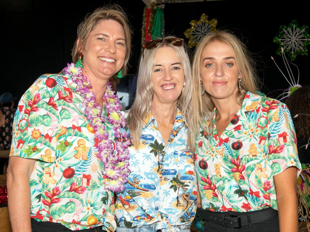 Jane Paskins, Tracey Anderson and Britt Taylor from Mackay City at the Hawaiian Christmas Race Day. Mackay Turf Club, Ooralea. Picture: Michaela Harlow