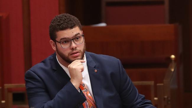 Senator Jordan Steele-John in the Senate Chamber at Parliament House in Canberra. Picture Kym Smith