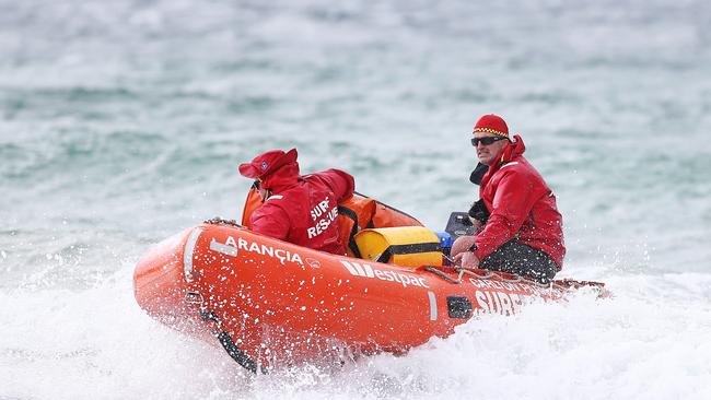 Action from the Carlton Park Surf Carnival at Carlton Beach which was eventually called off due to high winds. Lifesaving manager at the Carlton Park surf lifesaving club, Michael Stolp. Picture: Zak Simmonds