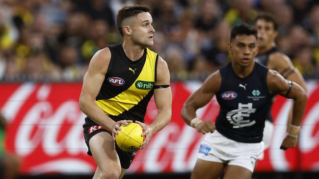 Jayden Short will be carefully managed in his return from a calf injury and will not play in round 4 against the Western Bulldogs. Picture: Daniel Pockett / Getty Images