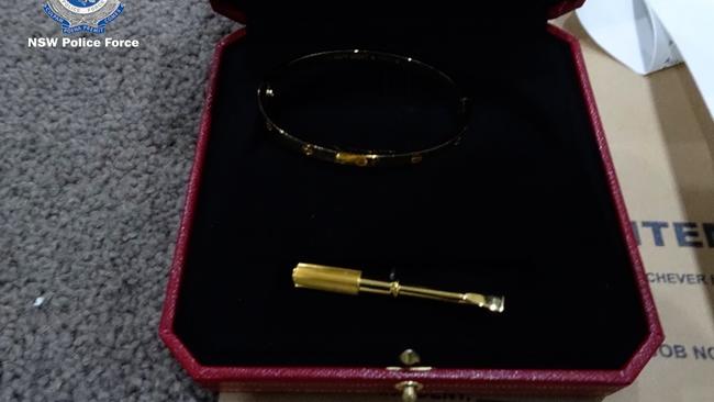 A Cartier love bracelet, worth $6,350, was seized during the raids. Picture: NSW Police.