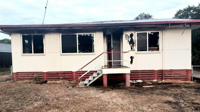 A house on Collins St, Biloela, destroyed by fire.