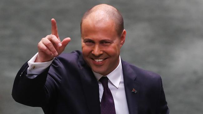 Treasurer Josh Frydenberg after delivering his first Budget speech in the House of Representatives Chamber in Parliament House. Picture: Kym Smith