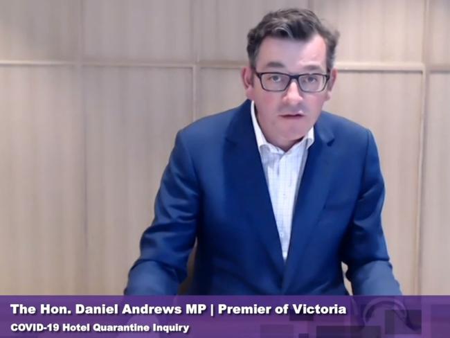 Victorian Premier Daniel Andrews fronts the state’s COVID-19 Hotel Quarantine Inquiry.