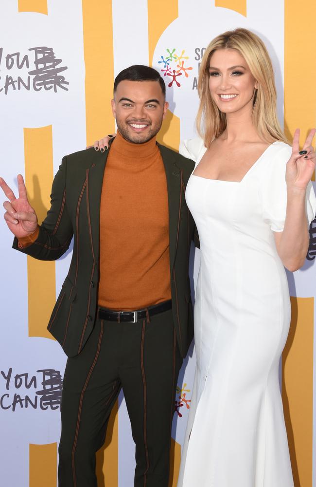 Delta Goodrem and Guy Sebastian. Picture: Tony Gough