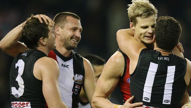 Jack Steven, Jarryn Geary, Nick Riewoldt and Leigh Montagna. Picture: Wayne Ludbey