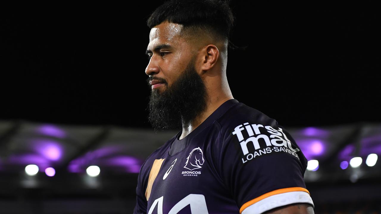 BRISBANE, AUSTRALIA - JULY 27: Payne Haas of the Broncos is seen after his team's victory during the round 22 NRL match between Brisbane Broncos and Sydney Roosters at The Gabba on July 27, 2023 in Brisbane, Australia. (Photo by Albert Perez/Getty Images)