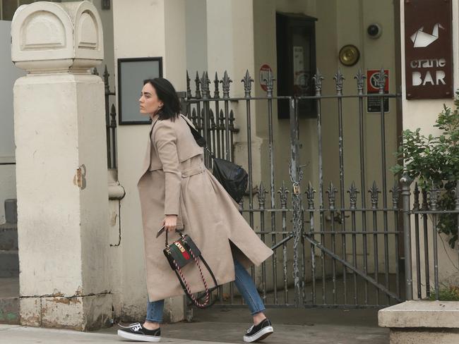 Budge leaving her bar, Crane Bar , after a meeting with John Ibrahim. Picture: Richard Dobson