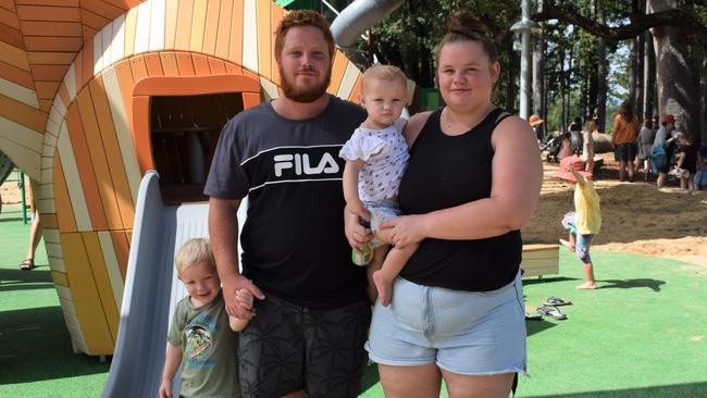 The Fullerton family at the redeveloped playground at Rockhampton Botanic Gardens on March 11, 2023. Picture: Aden Stokes