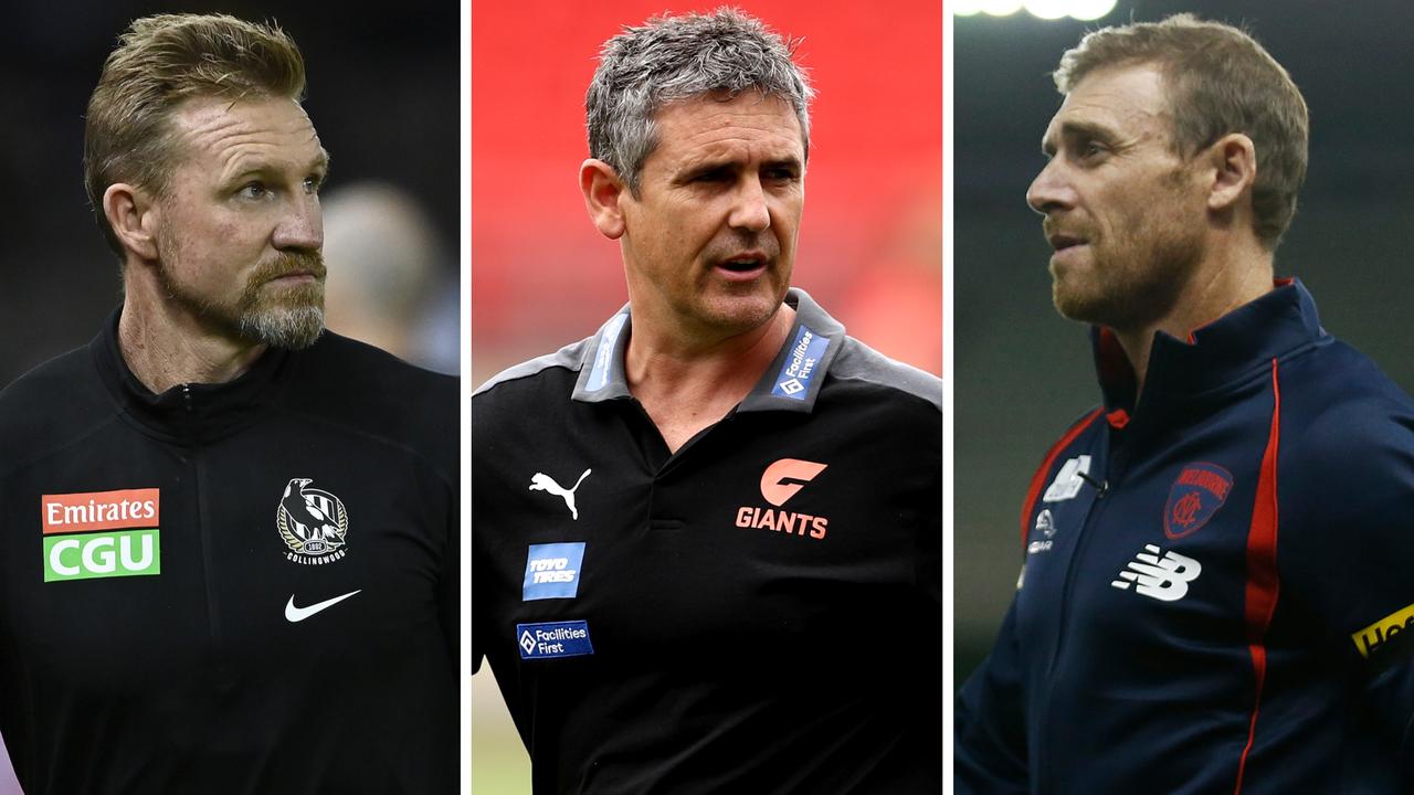 Nathan Buckley, Leon Cameron and Simon Goodwin are the three coaches under the most pressure in 2021.