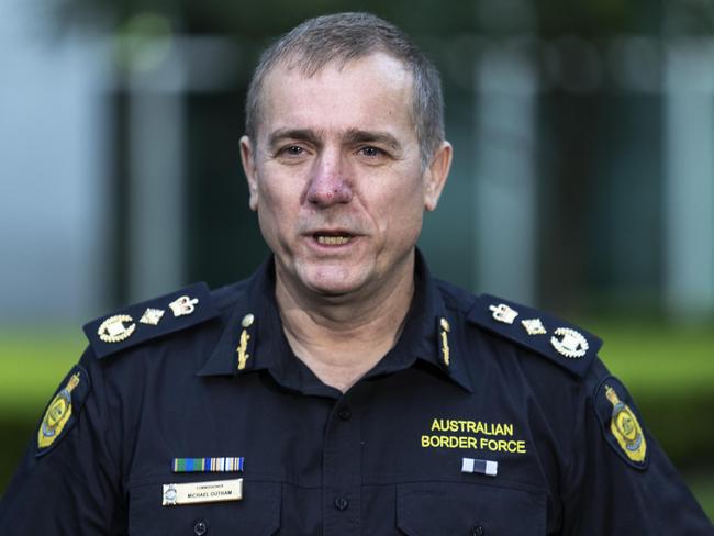 Australian Border Force Commissioner Michael Outram APM during a press conference at Parliament House in Canberra. Picture: Gary Ramage