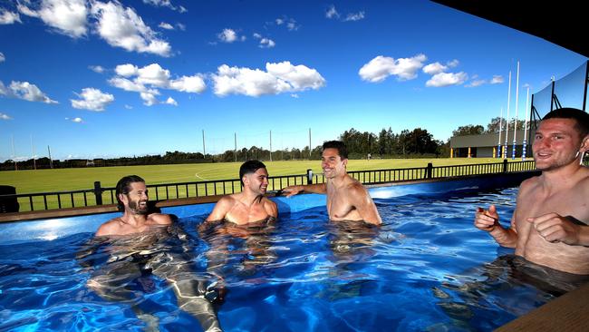 The GWS Giants have showed off their ingenuity, converting a shipping container into a swimming pool. Photo by Phil Hillyard.