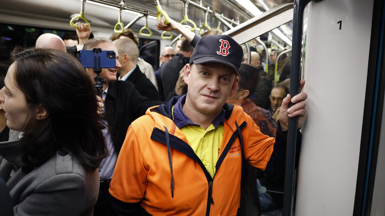 Pictured at Sydenham Station is commuter Martin Brown. He missed his early train to work and so happened to get on the on the brand new Sydney Metro on its maiden run to Tallawong at 4.54am. He was impressed that despite the metro leaving later than his train he would still arrive at Martin Place quicker. Picture: Richard Dobson