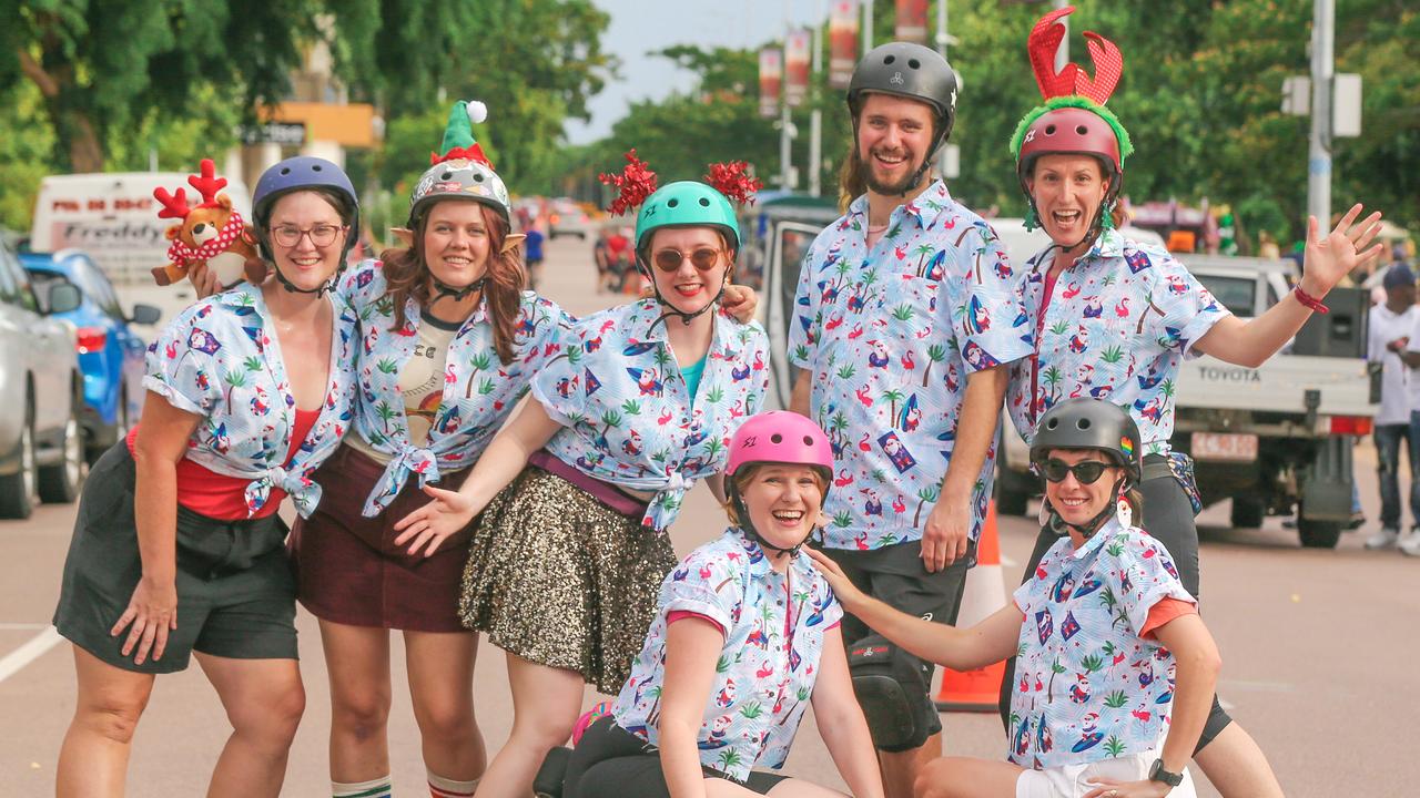 Darwin Skate School in the annual Christmas Pageant and Parade down the Esplanade and Knuckey Streets. Picture: Glenn Campbell