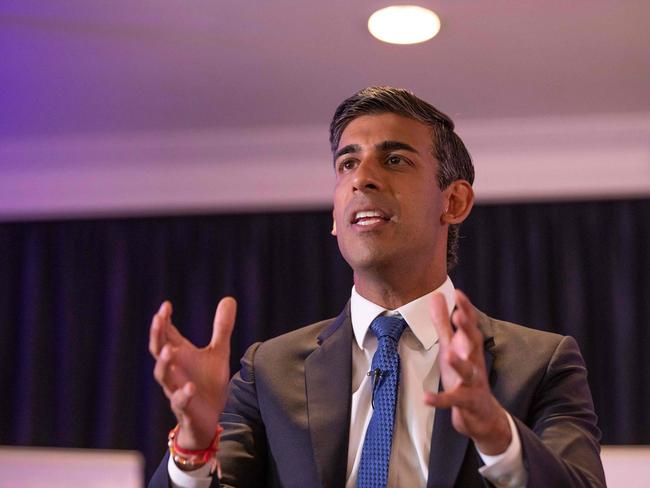 Rishi Sunak speaks at an event in Belfast this week. Picture: Paul Faith / AFP