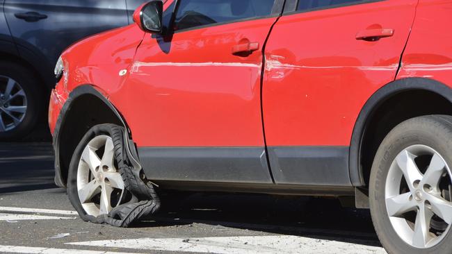 Despite police successfully deploying tyre deflation devices, the 31-year-old had driven on in this stolen vehicle until ramming a police car. Thursday, June 15, 2023. Picture: Rhylea Millar