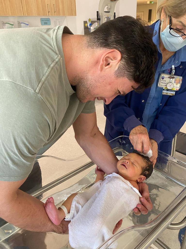 Mitchell Moses and his partner Bri Gardoni have shared pictures of newborn daughter Aspyn Elle.