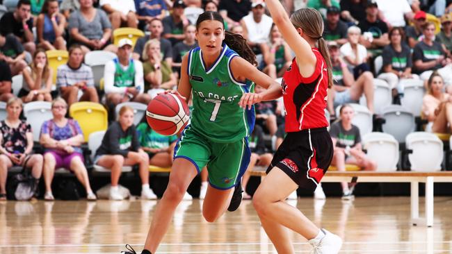 Katelyn Donovan playing for Gold Coast in juniors in 2021. Picture: Jason O'Brien