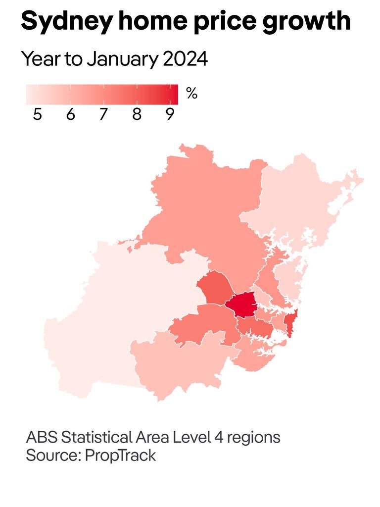 Sydney home price growth. Image PropTrack