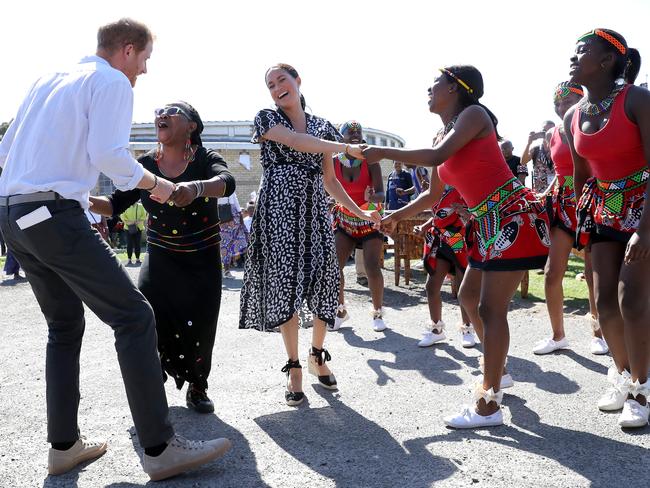 Harry and Meghan showed off some impressive moves in Cape Town. Picture: Getty Images