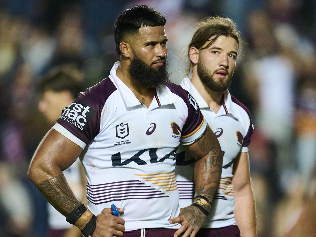 Payne Haas gave his all in a losing Broncos side on Saturday night. Picture: Brett Hemmings/Getty Images