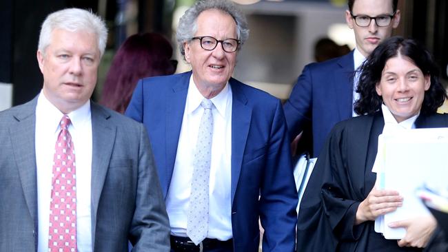 Actor Geoffrey Rush, who is suing The Daily Telegraph for defamation after it reported his co-star in a Sydney Theatre Company production of King Lear lodged a complaint with the STC over Mr Rush’s “inappropriate behaviour”. Picture: John Grainger