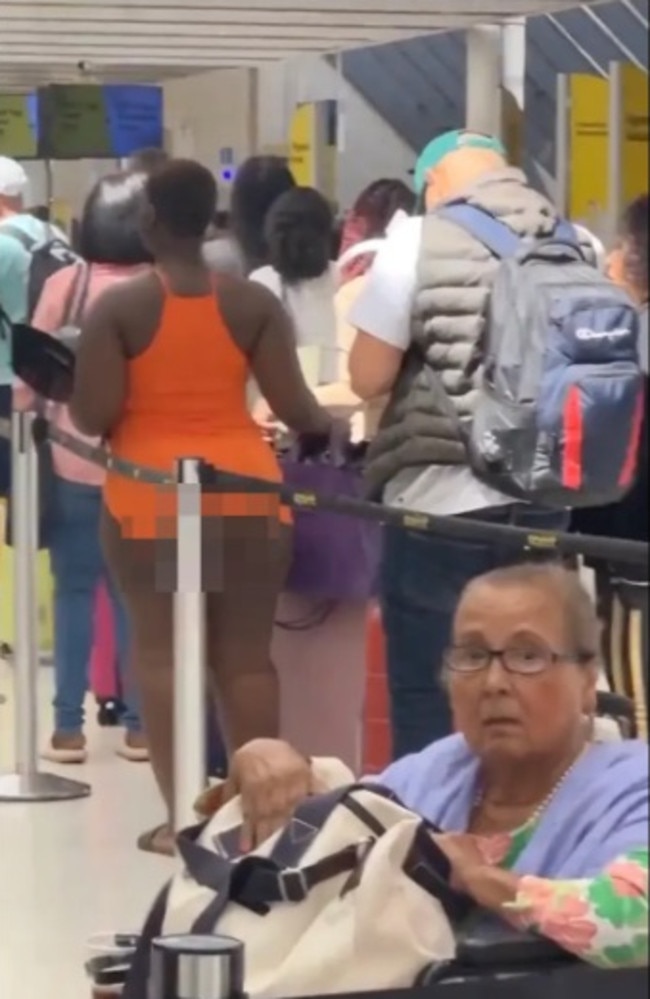 A clip was shared online and sparked debate about whether it was skin-coloured tights. Picture: Reddit