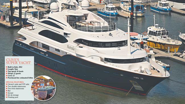 Clive Palmer’s newly acquired superyacht named Australia on the Brisbane River. Picture: Lyndon Mechielsen