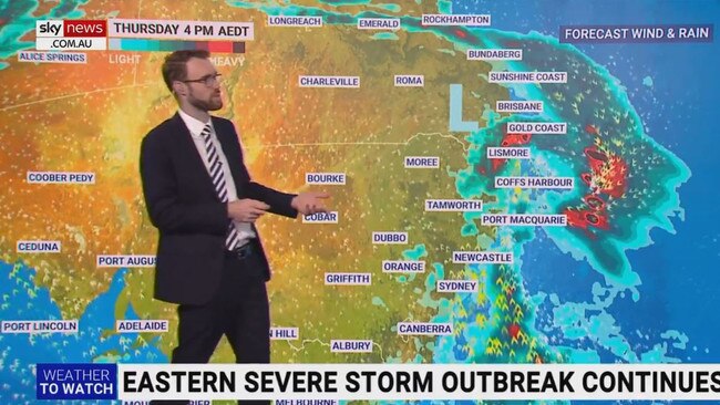 Severe thunderstorms are forecast for parts of NSW on Wednesday and into the rest of the week. Picture: Sky News