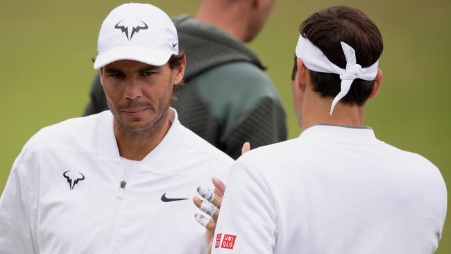 Rafael Nadal and Roger Federer will square off in the Wimbledon semi-finals. Picture: Getty Images