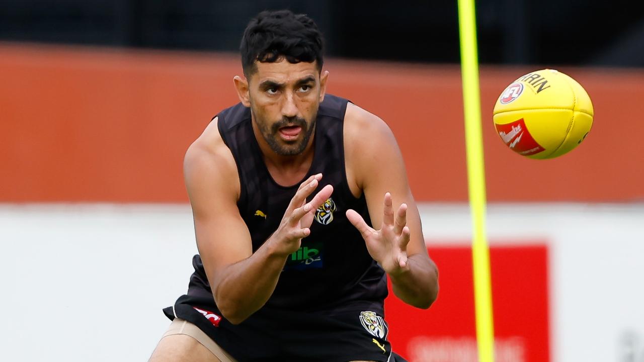 MELBOURNE, AUSTRALIA - NOVEMBER 15: Marlion Pickett of the Tigers in action during a Richmond Tigers training session at Punt Road Oval on November 15, 2023 in Melbourne, Australia. (Photo by Dylan Burns/AFL Photos via Getty Images)