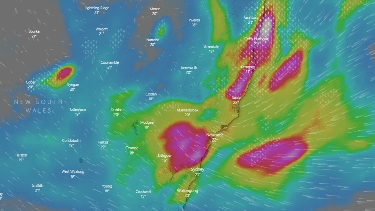 The Bureau of Meteorology said NSW haven't seen conditions like this since the late 1990s. Picture: Windy