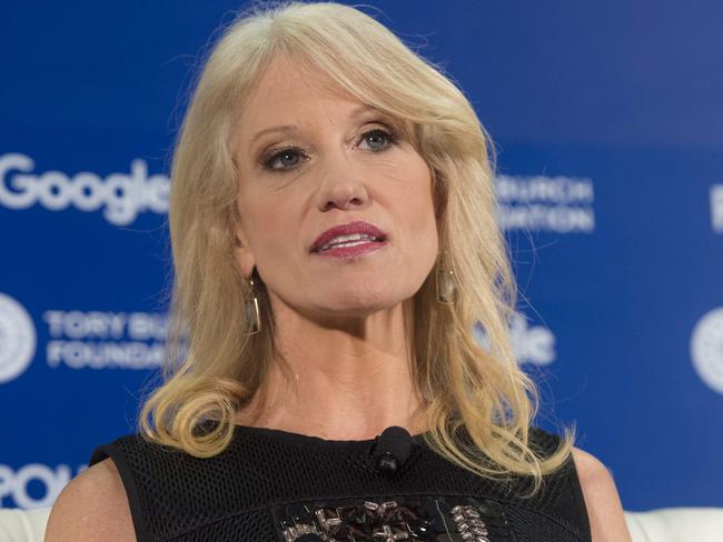 Trump’s adviser Kellyanne Conway first used the term “alternative facts” when asked why the White House’s inauguration figures differed from all other counts. Picture: AFP/Saul Loeb