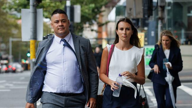 Hayne’s wife Amelia Bonnici has supported him throughout the trial. Picture: NCA NewsWire / David Swift