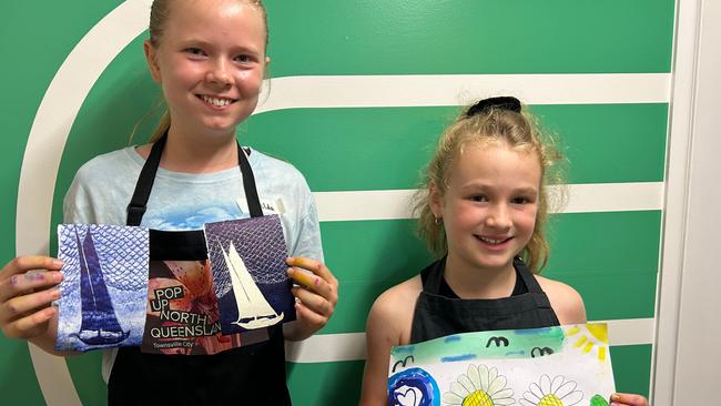 Matilda Bellamy, 10, and McKayla Bliesner, eight, at Umbrella Studios.