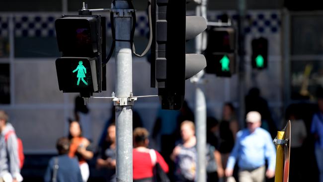 Female pedestrian figures were installed at the intersection of Swanston and Flinders streets as part of a 12-month trial in Melbourne. Picture: AAP Image/Tracey Nearmy