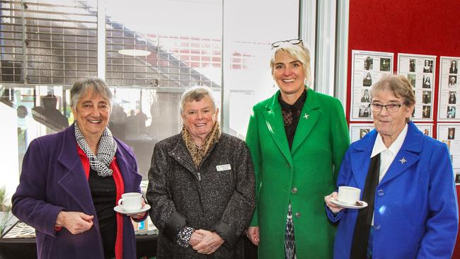 Clonard College principal Luci Quinn (in green) with Sr Louise Cleary, Rosemary Copeland, and Sr Anne Hill. Picture: Supplied