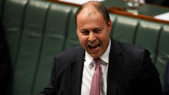 Treasurer Josh Frydenberg was certainly excited about the government’s role in creating a stable economy. Picture: Tracey Nearmy/Getty Images