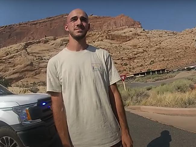 Brian Laundrie talking to police in Utah in August.