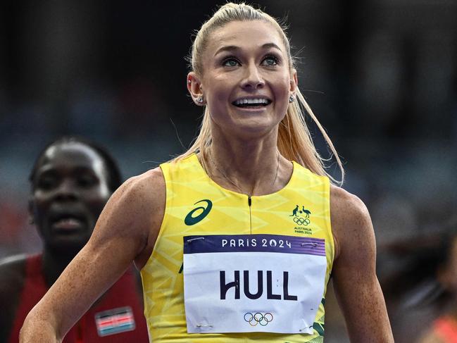 Australia's Jessica Hull react after the women's 1500m semi-final. Picture: Jewel Samad / AFP