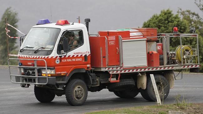 A Numeralla Rural Fire truck near the scene of a crashed water tanker plane. Picture: Mark Evans/Getty Images