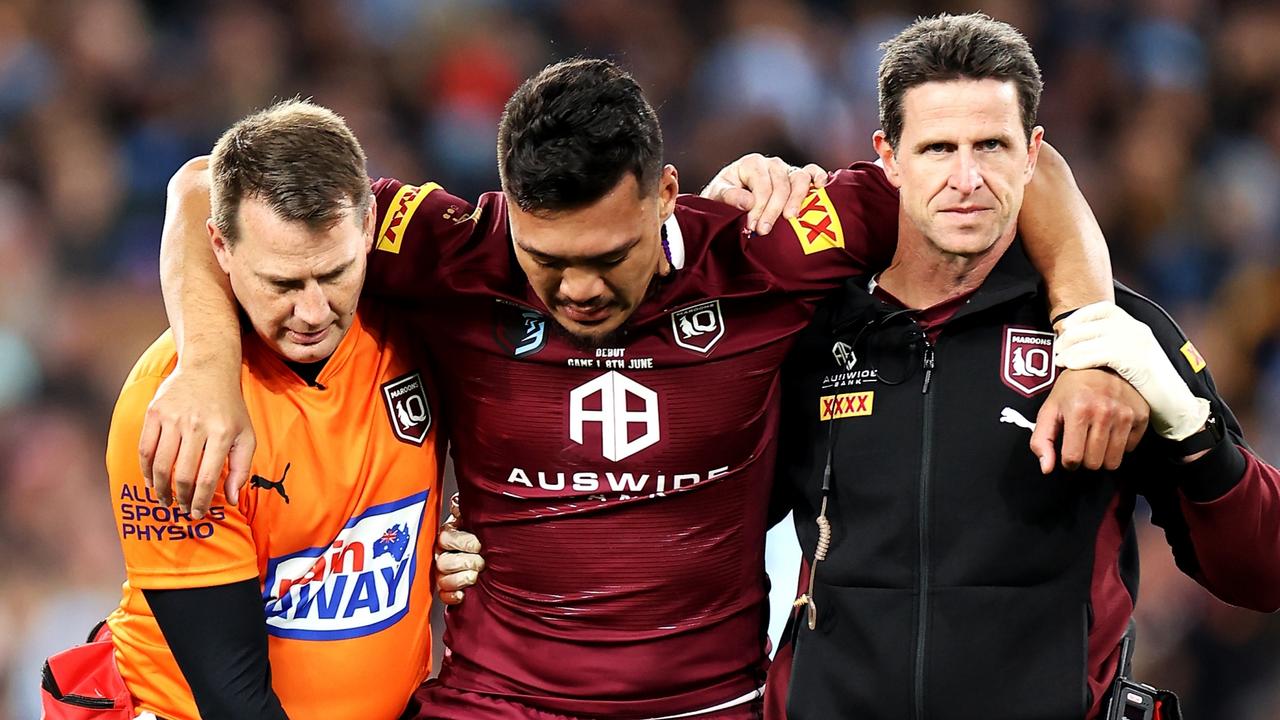 Nanai needed assistance leaving the field but was able to return just 15 minutes later. Picture: Mark Kolbe / Getty Images