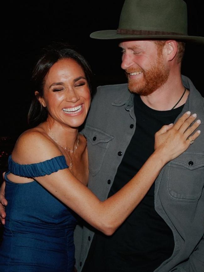 Prince Harry wore a customised cowboy hat which featured the US and UK flags. Picture: Instagram