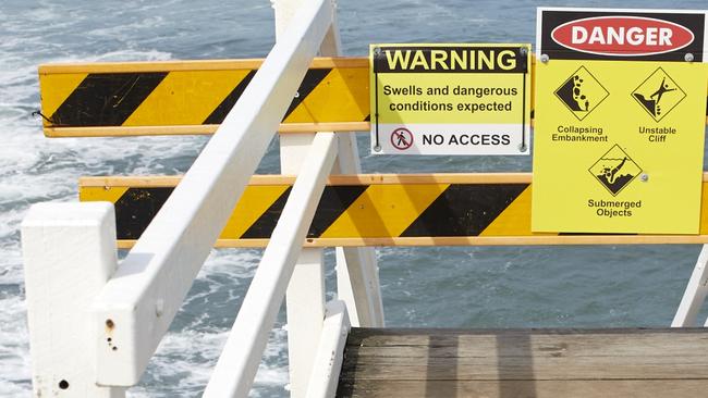 One of the closed beach access points from the Stockton Beach Holiday Park.