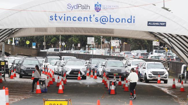 The Bondi Covid testing clinic. Picture: John Grainger