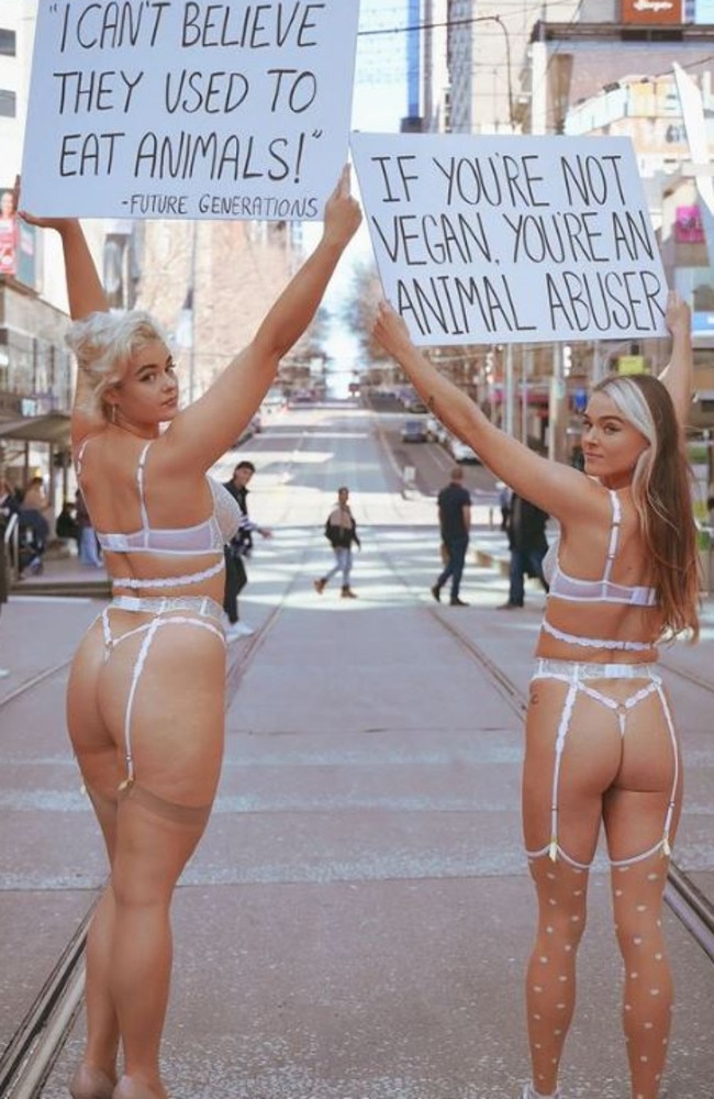 Vegan activist Tash Peterson is known for her wild attention-seeking stunts. Picture: Instagram