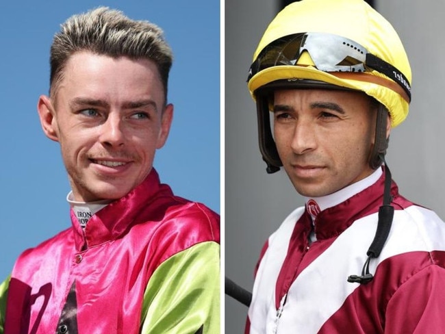 Race winner Robbie Dolan and fellow jockey Joao Moreira