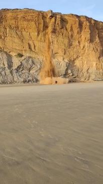 Man and dogs insane close encounter with huge landslide