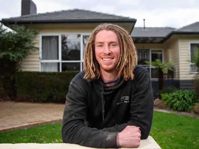 Carpenter Troy Hill just bought a home in Kilsyth. As a sole trader he had to jump through a number of hurdles to get approval for a home loan. Picture: Mark Stewart